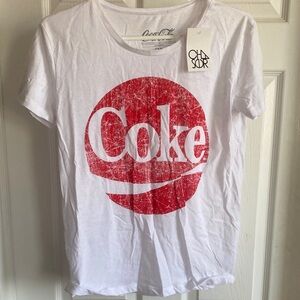 Chaser White Tee with Distressed Red Coke Graphic